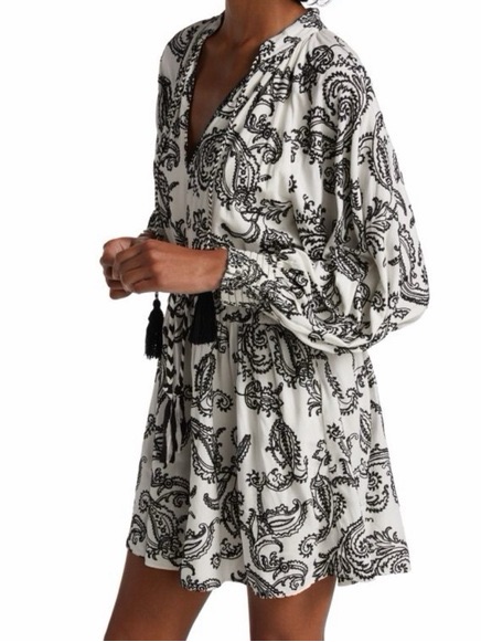 Alice + Olivia Lilian Embroidered Mini Dress Black/ White Size 8